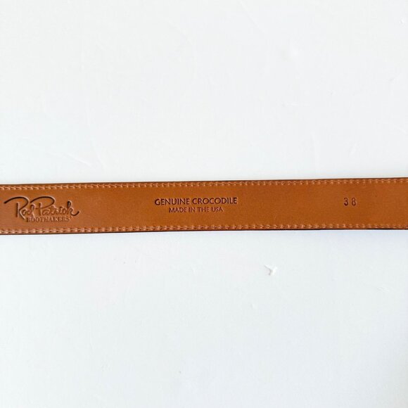 NEW Rod Patrick Boots Mens Western Belt 1.25" Taper Size 38 Brown Caiman Leather - Picture 8 of 12